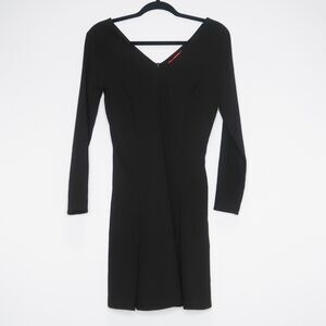 Heroines Womens Short Dress Size 10 Black Long Sleeve V-neck Cocktail Formal